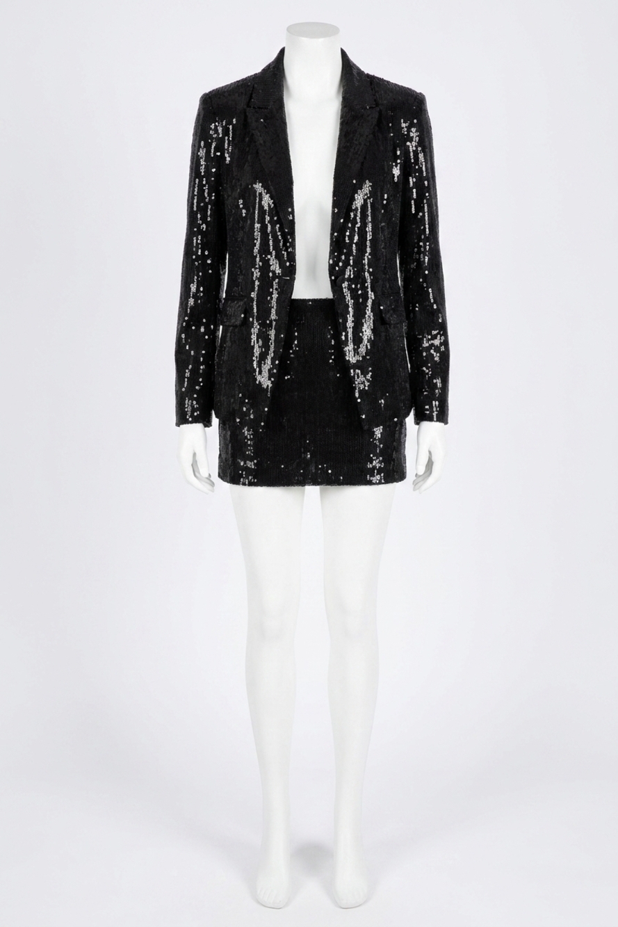 NEW BLANKNYC double notched sequin blazer in black